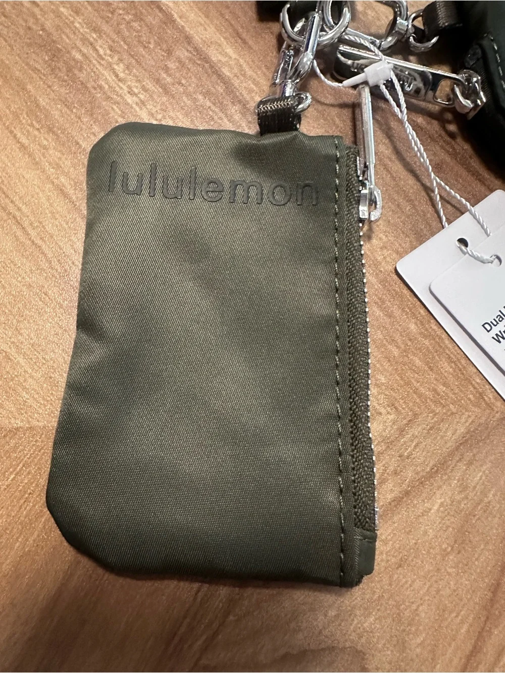 Lululemon NWT Dual Pouch Wristlet olive green